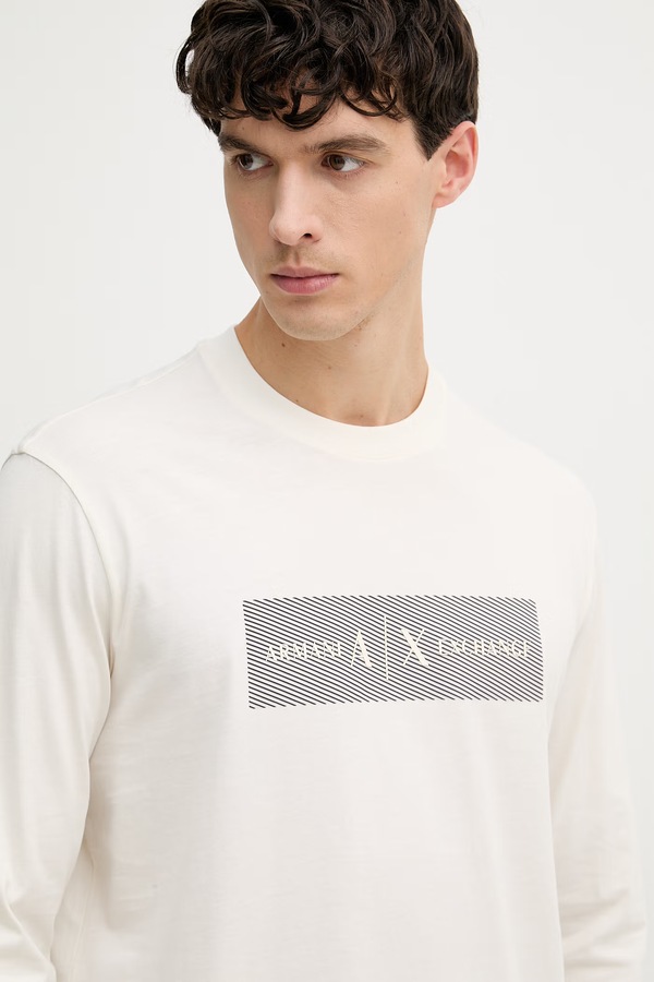 Футболка чоловіча бавовняна Armani Exchange колір бежевий фото 4