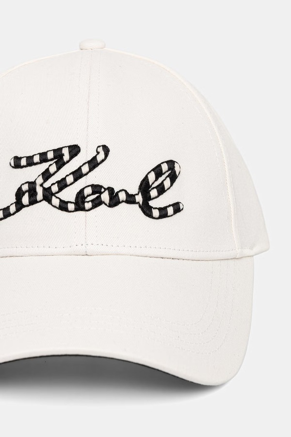 Кепка жіноча бавовняна Karl Lagerfeld K/SIGNATURE колір бежевий