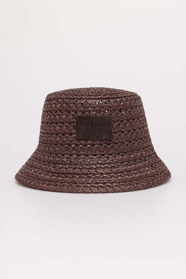 LE SH KA солом'яний капелюх жіночий з віскози LE SH KA headwear Brown Bucket Hat колір коричневий