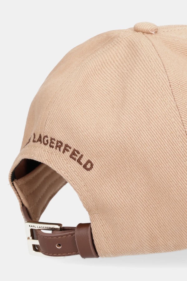 Хлопковая бейсболка Karl Lagerfeld K/AUTOGRAPH цвет бежевый фото 2
