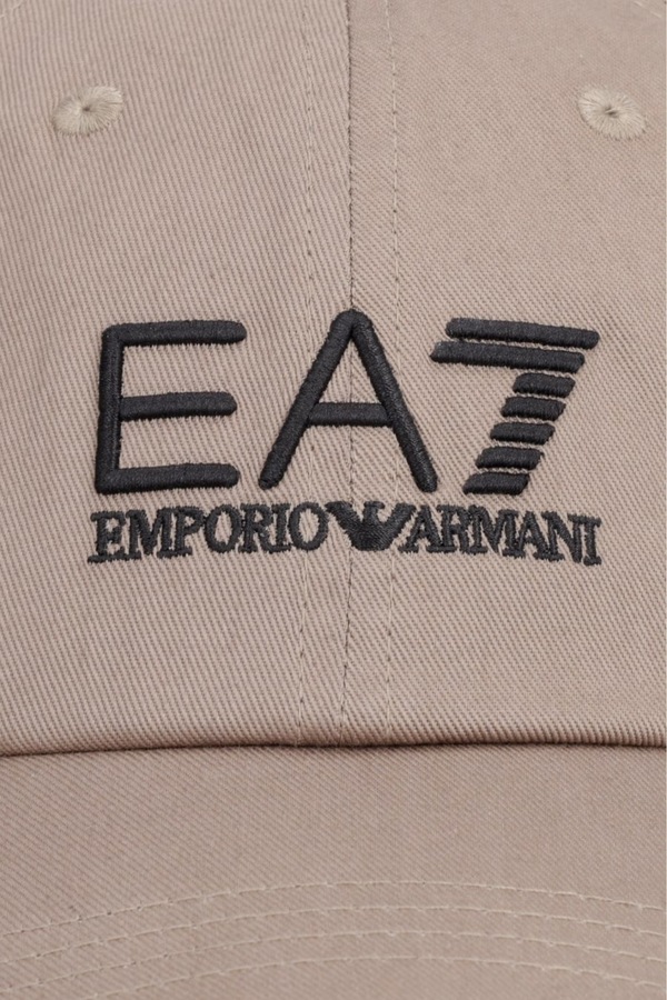 Бейсболка бавовняна EA7 Emporio Armani колір бежевий