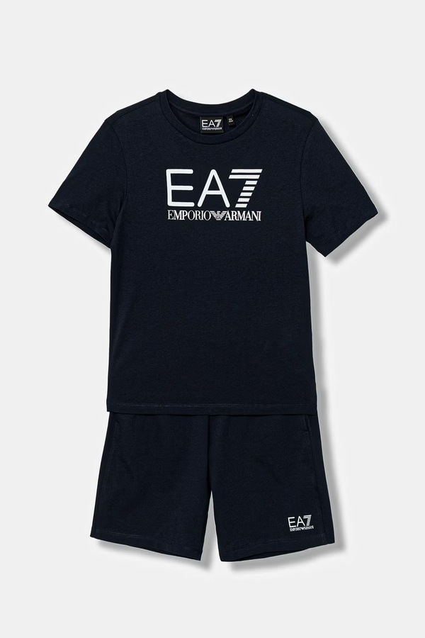 Дитячий бавовняний комплект EA7 Emporio Armani колір синій