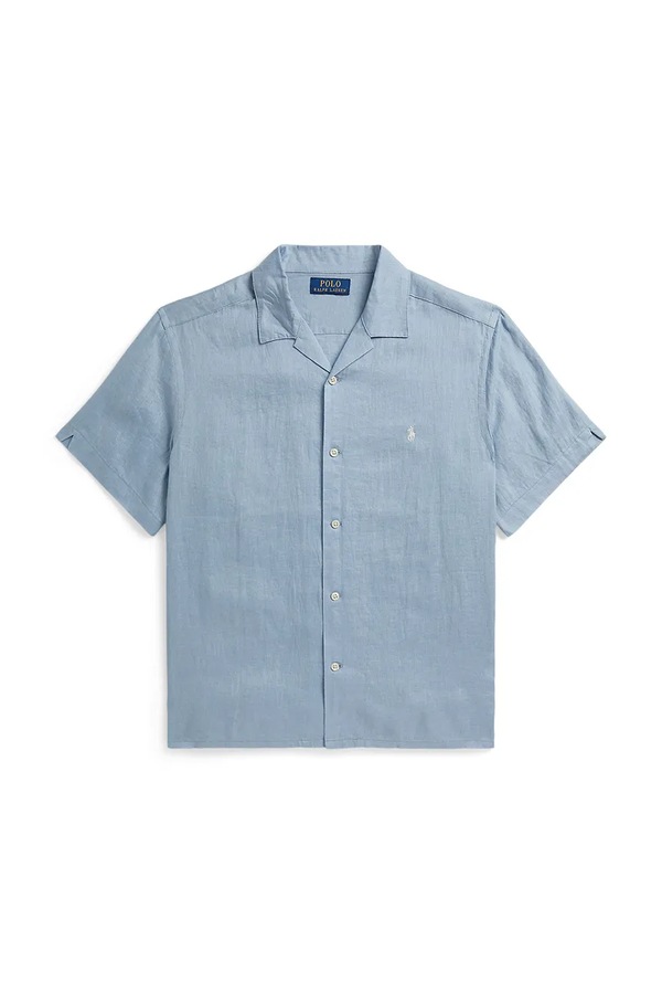 Сорочка дитяча лляна Polo Ralph Lauren колір блакитний