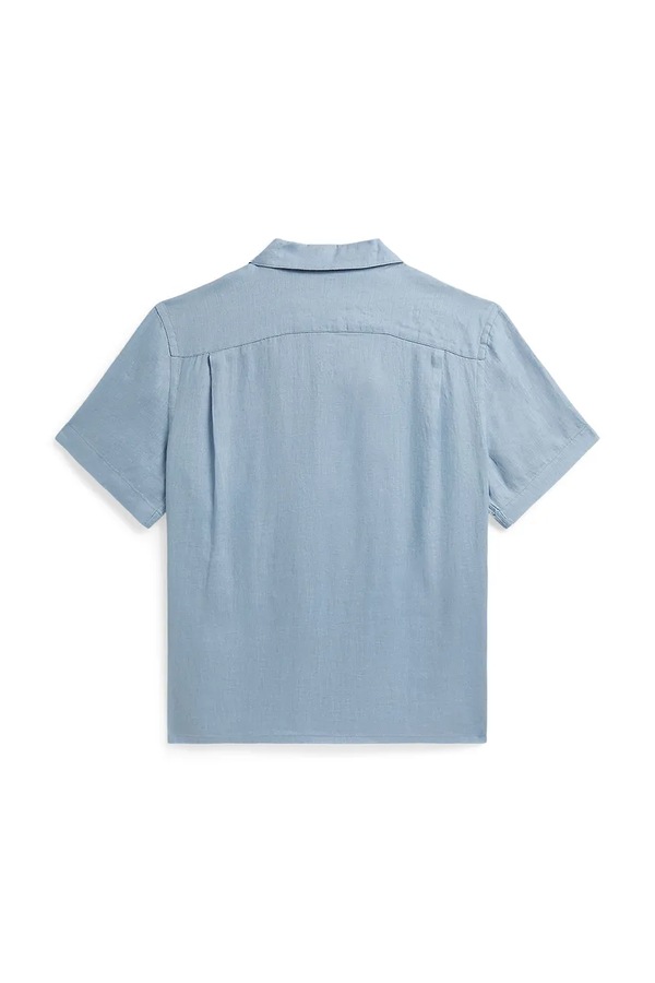 Сорочка дитяча лляна Polo Ralph Lauren колір блакитний фото 2