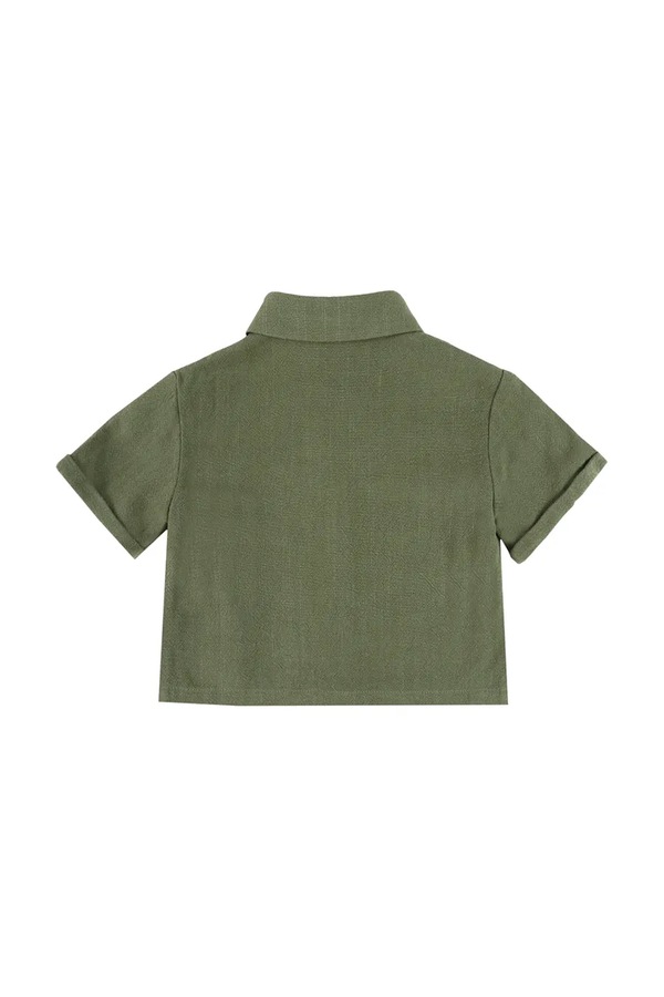 Дитяча сорочка з додаванням льону Donsje Brammie Shirt колір зелений фото 2