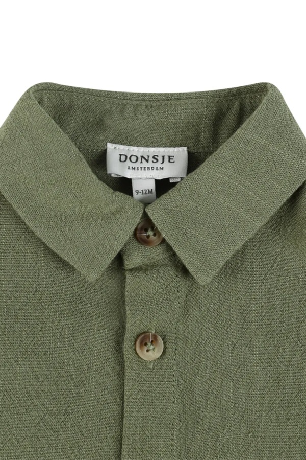 Дитяча сорочка з додаванням льону Donsje Brammie Shirt колір зелений фото 3