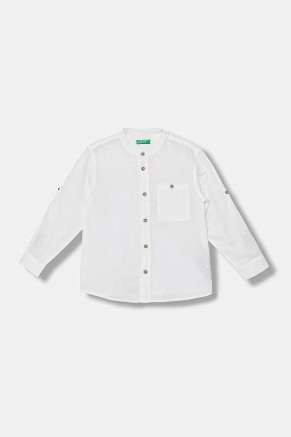 Сорочка дитяча з льоном United Colors of Benetton колір білий
