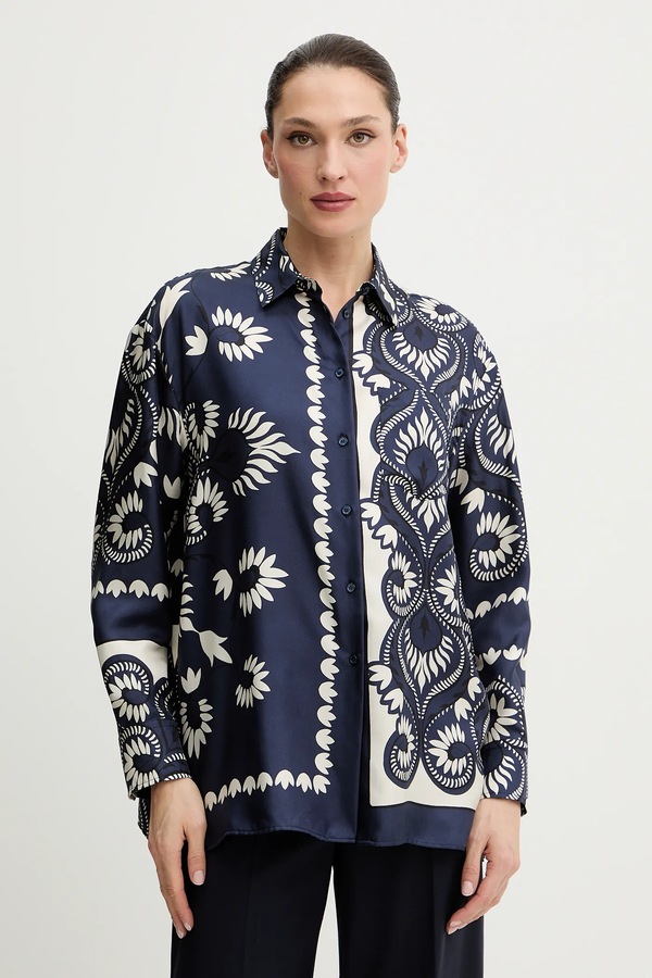Шовкова сорочка Weekend Max Mara LASTRA колір синій