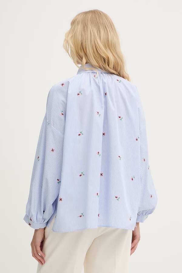 Сорочка жіноча бавовняна Weekend Max Mara BUTTERFLY колір блакитний фото 2