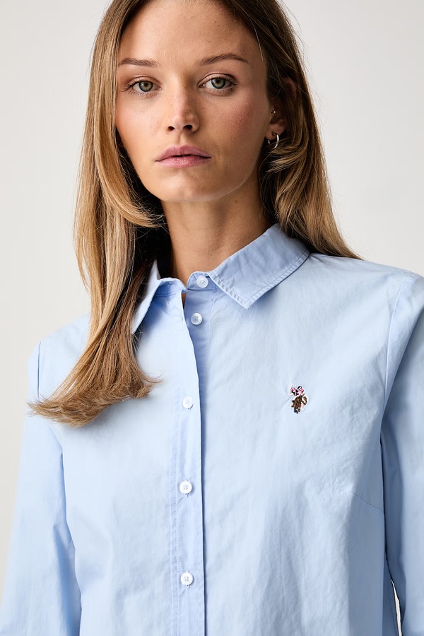 Сорочка жіноча бавовняна U.S. Polo Assn. Classic Fit Poplin колір блакитний фото 4