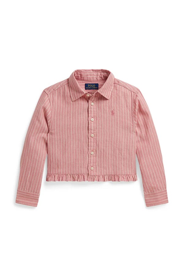 Дитяча сорочка з додаванням льону Polo Ralph Lauren колір рожевий фото 2