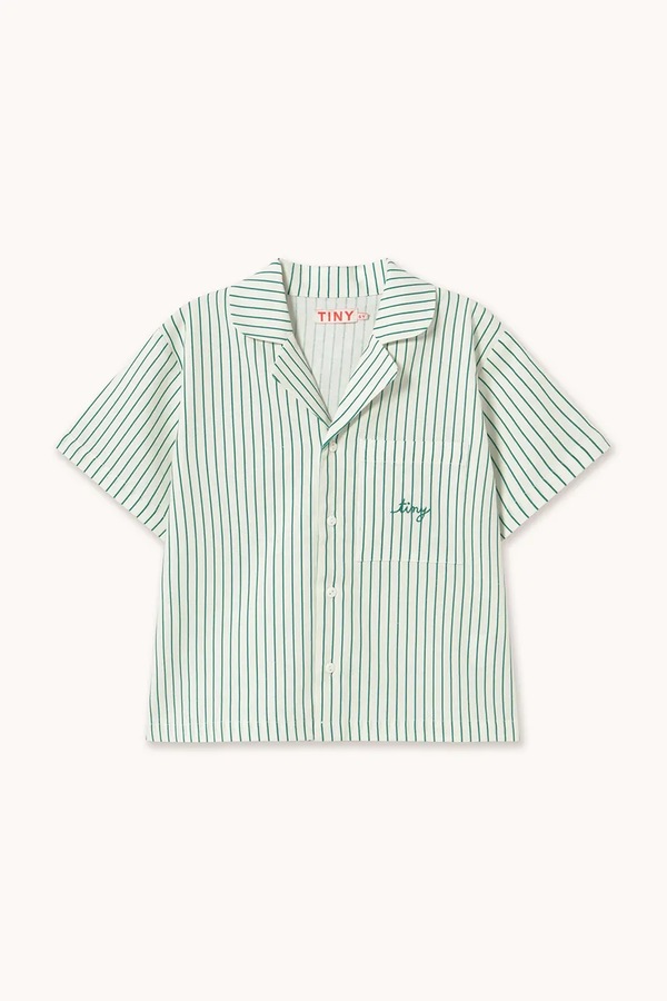 Дитяча сорочка з додаванням льону Tinycottons EMERALD STRIPES SHIRT колір білий