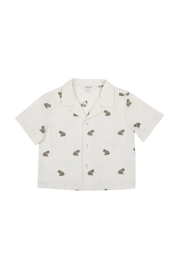 Дитяча сорочка з додаванням льону Donsje Deccie Shirt Frogs колір білий