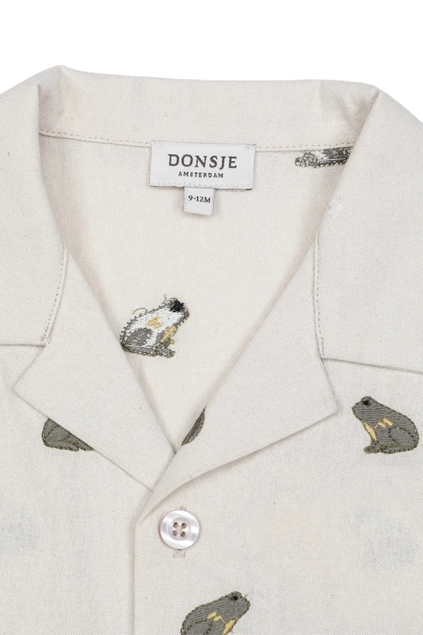Дитяча сорочка з додаванням льону Donsje Deccie Shirt Frogs колір білий фото 3