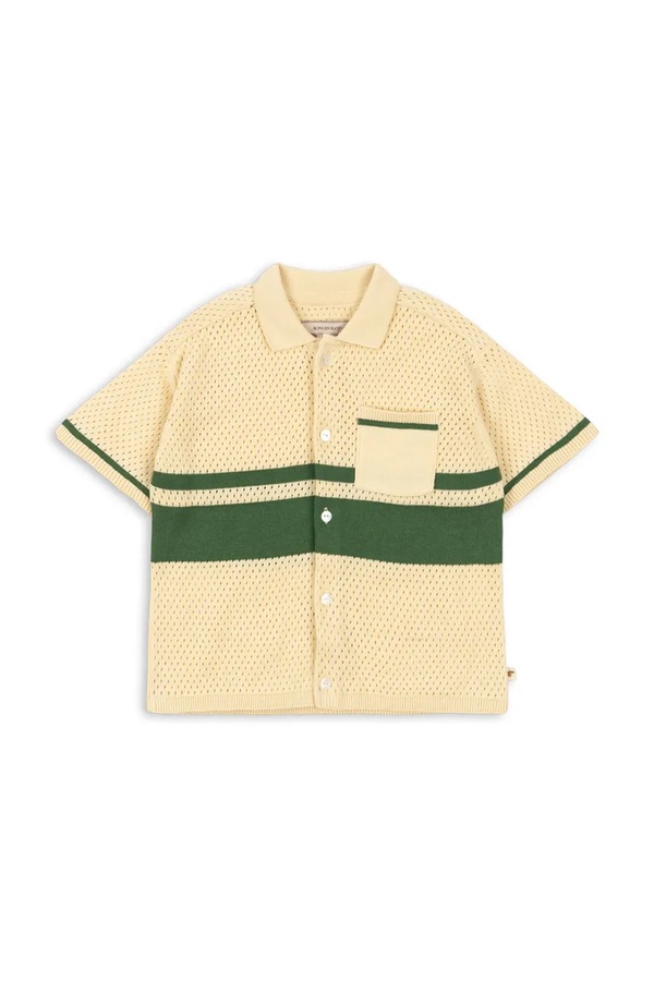 Дитяча бавовняна сорочка Konges Sløjd HAI KNIT SHIRT GOTS колір жовтий
