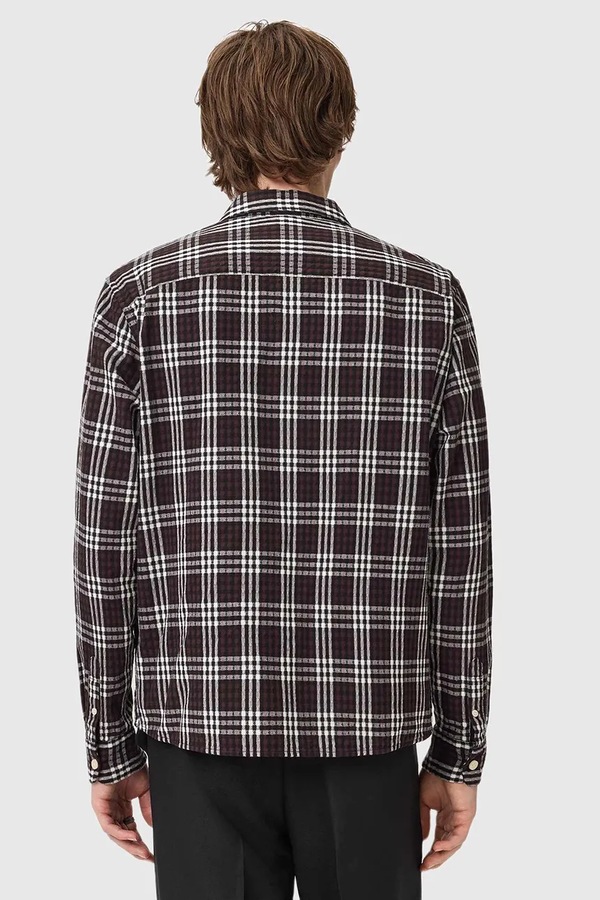 Хлопковая рубашка AllSaints цвет коричневый