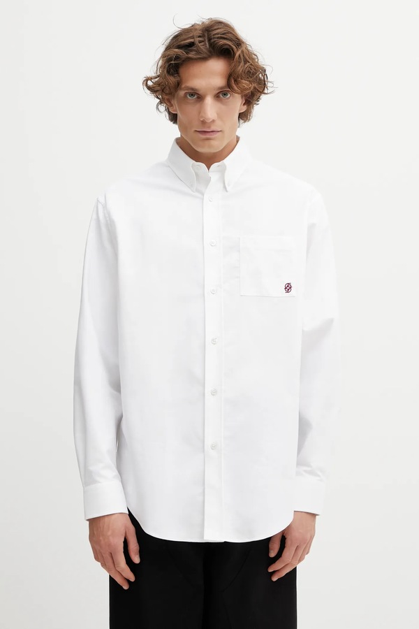 Бавовняна сорочка Drôle de Monsieur La Chemise Oxford колір білий