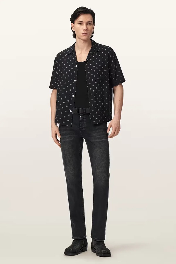 Сорочка з додаванням льону AllSaints UPTON колір чорний фото 2