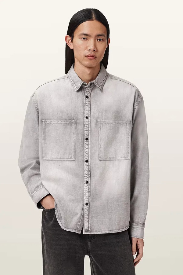 Джинсовая рубашка AllSaints AL цвет серый