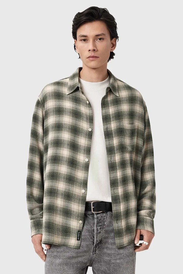 Сорочка чоловіча AllSaints LUMLEY колір зелений