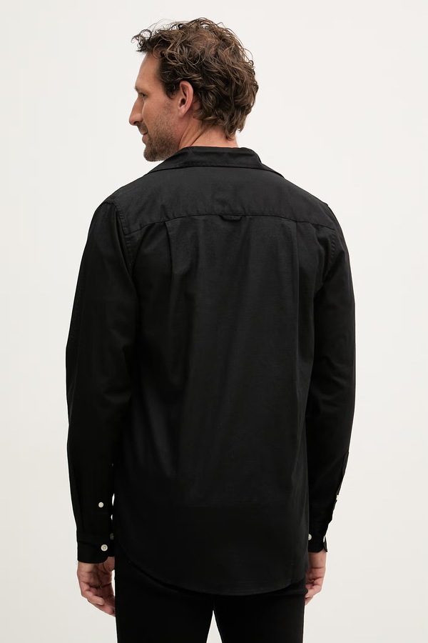 Сорочка "сафарі" чоловіча з льоном U.S. Polo Assn. LINEN BLEND LS колір чорний фото 3