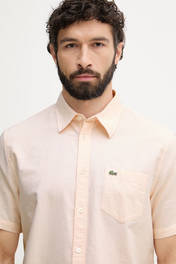 Сорочка "оксфорд" чоловіча бавовняна Lacoste колір рожевий фото 4