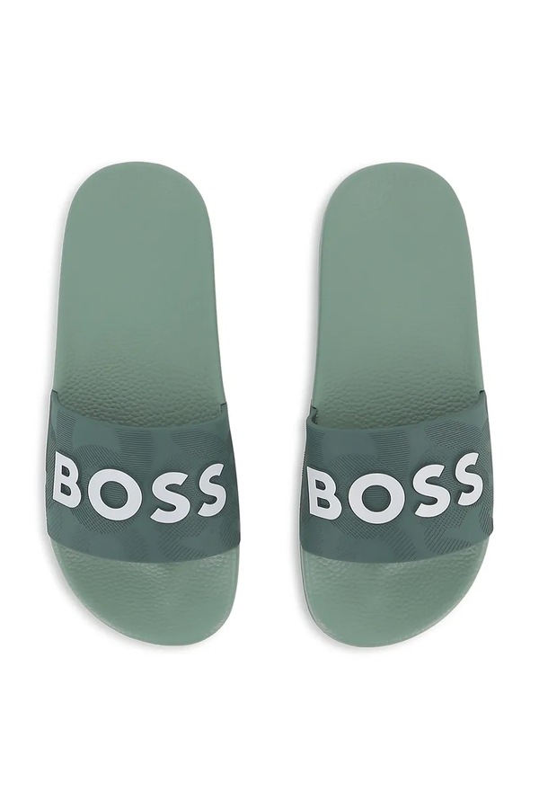 Дитячі шльопанці BOSS колір зелений фото 4