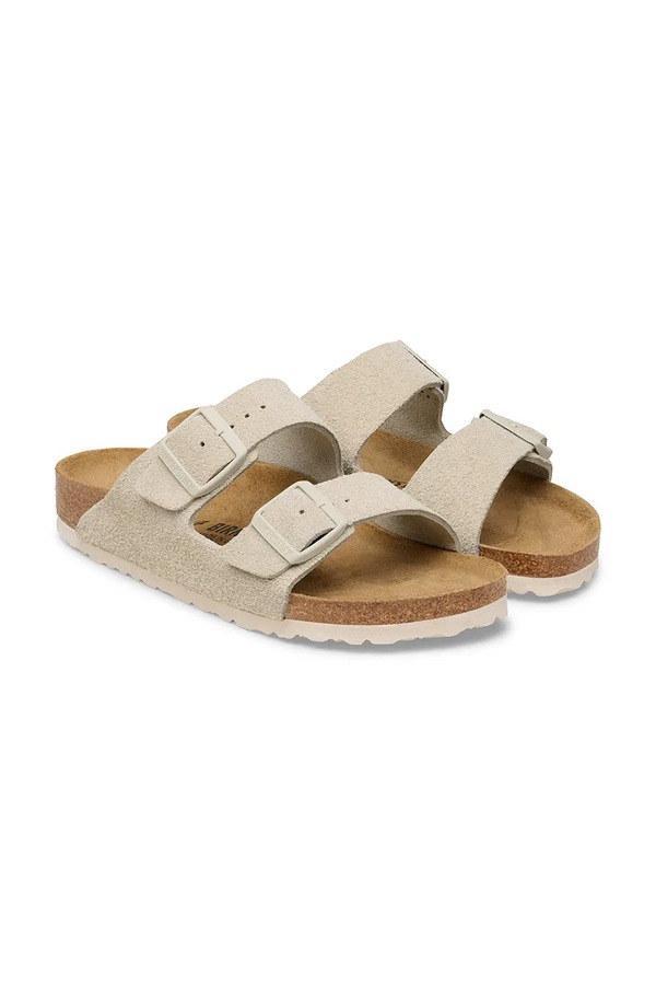 Шлепанцы женские замшевые Birkenstock Arizona цвет бежевый фото 2