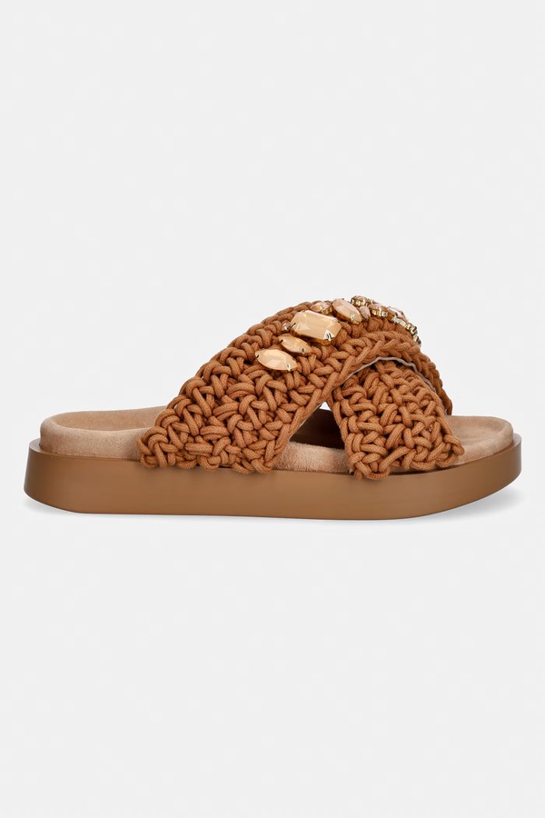 Шльопанці жіночі Inuikii Woven Stones колір коричневий