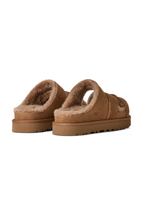 Замшеві шльопанці UGG W Greenport Cross Strap Slide колір коричневий фото 2