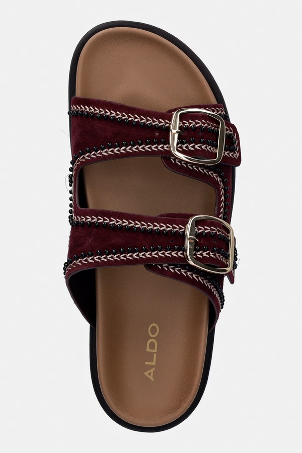 Замшеві шльопанці Aldo BOHOCHIC колір бордовий фото 4