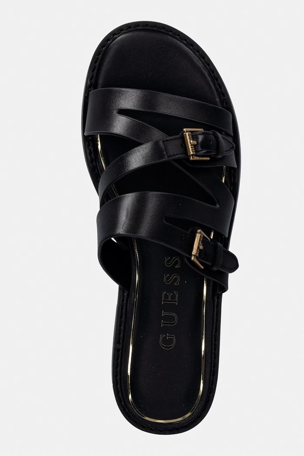 Шльопанці жіночі шкіряні Guess GRAYDEN колір чорний фото 4