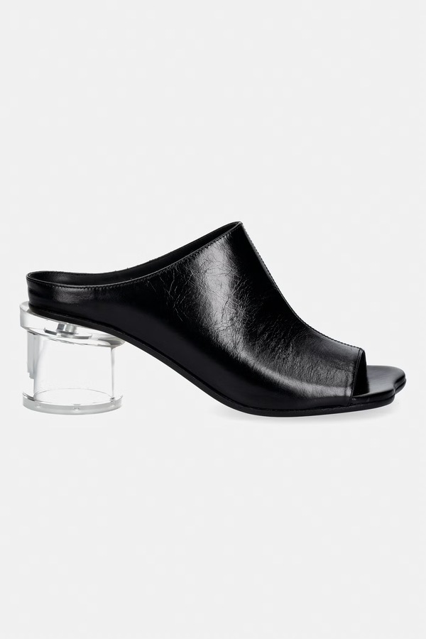 Шкіряні шльопанці MM6 Maison Margiela колір чорний