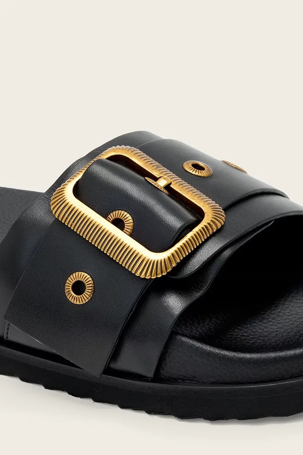 Шкіряні шльопанці AllSaints Ellie Western Sandals колір чорний фото 4