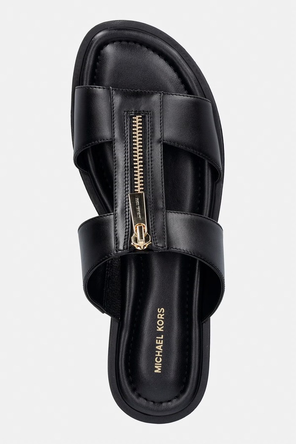 Шльопанці на пласкому підборі жіночі шкіряні MICHAEL Michael Kors Berkley Flat Sandal колір чорний фото 4