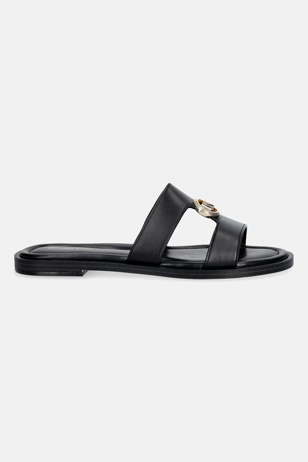 Шльопанці жіночі шкіряні MICHAEL Michael Kors Erin Flat Sandal колір чорний