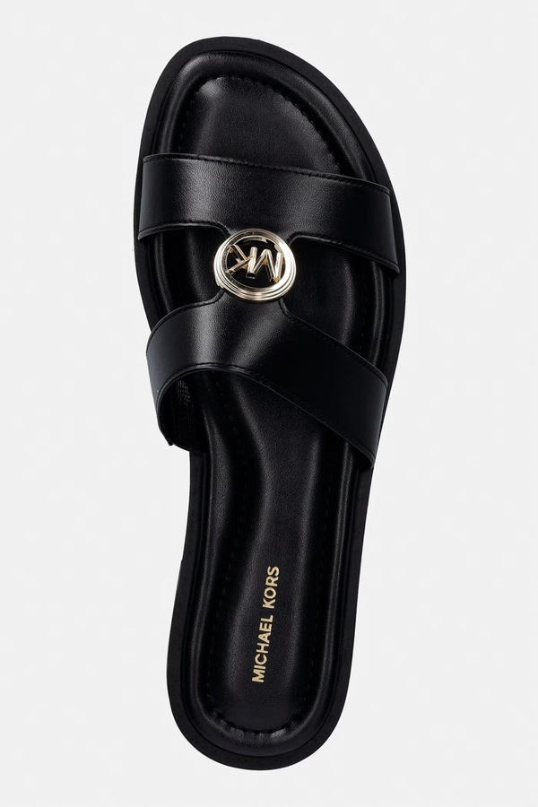 Шльопанці жіночі шкіряні MICHAEL Michael Kors Erin Flat Sandal колір чорний фото 4