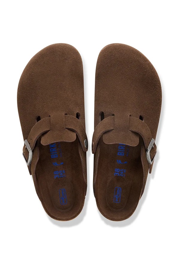 Шльопанці жіночі замшеві Birkenstock Boston SFB LEVE колір коричневий фото 4