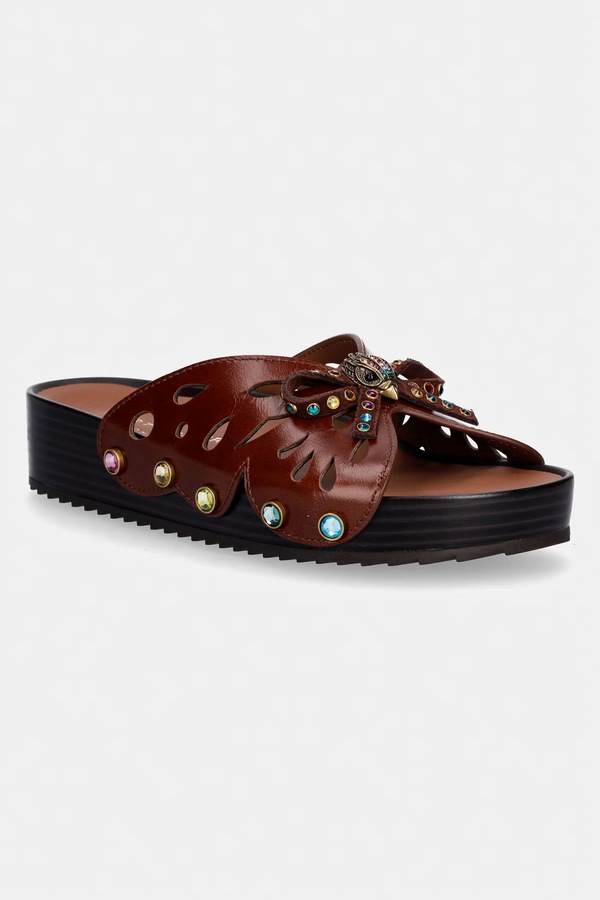 Шлепанцы женские кожаные Kurt Geiger London Boho Butterfly Flat цвет коричневый