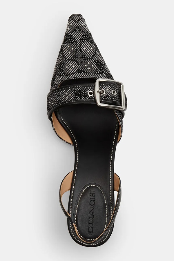 Взуття на шпильці шкіряне Coach Margot Crystal Signature колір чорний фото 4