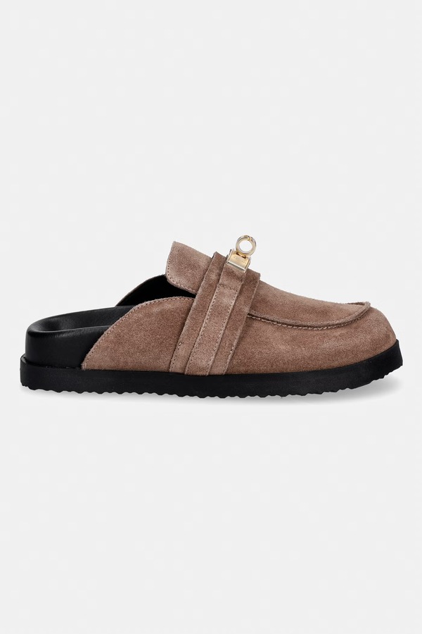 Шльопанці жіночі замшеві Nokwol Tammy Mushroom Suede колір коричневий