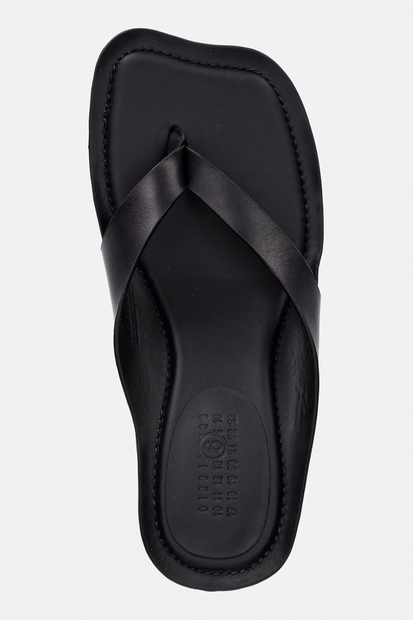 В'єтнамки жіночі шкіряні MM6 Maison Margiela колір чорний фото 4