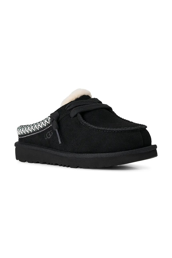 Капці дитячі замшеві UGG TASMAN MULE колір чорний фото 2