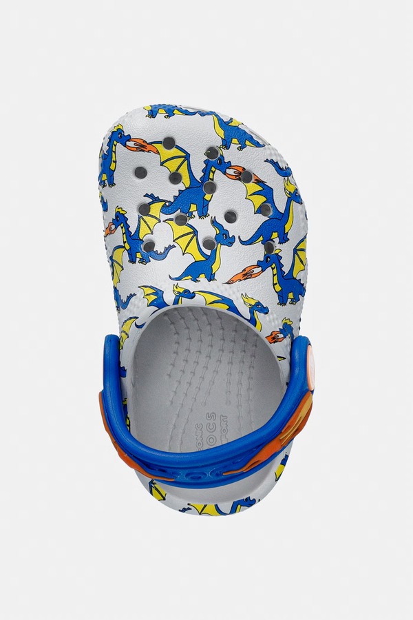 Дитячі шльопанці Crocs CLASSIC DRAGON GRAPHIC CLOG T колір сірий фото 4