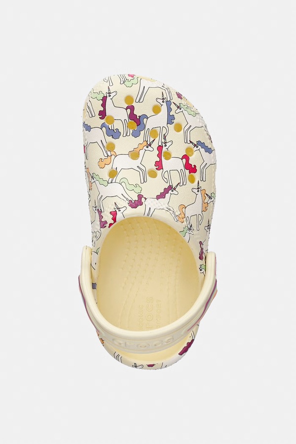 Дитячі шльопанці Crocs CLASSSIC UNICORN GRAPHIC CLOG T колір жовтий фото 4