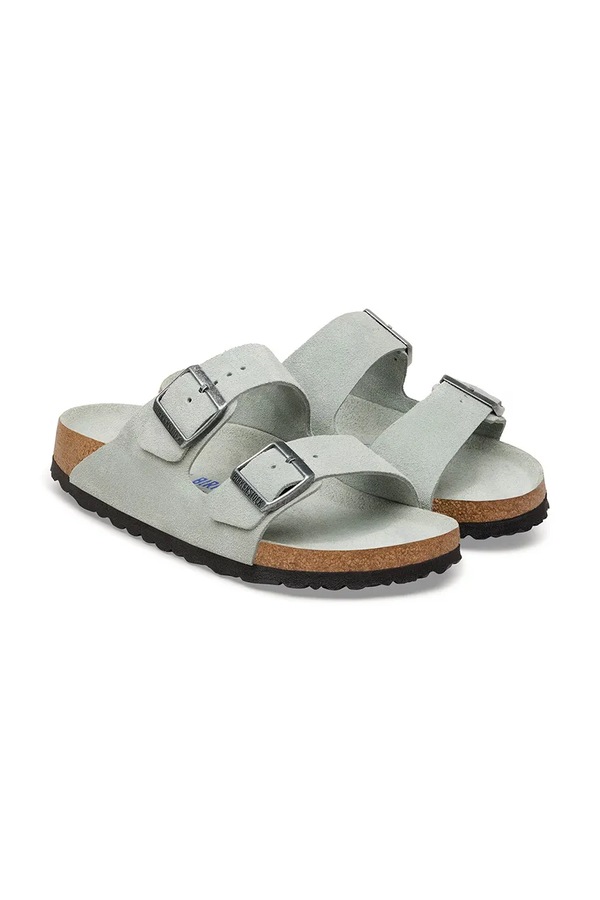 Шльопанці чоловічі замшеві Birkenstock Arizona колір зелений фото 2