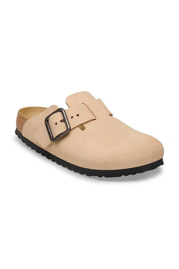 Шлепанцы мюли нубуковые Birkenstock Boston цвет бежевый