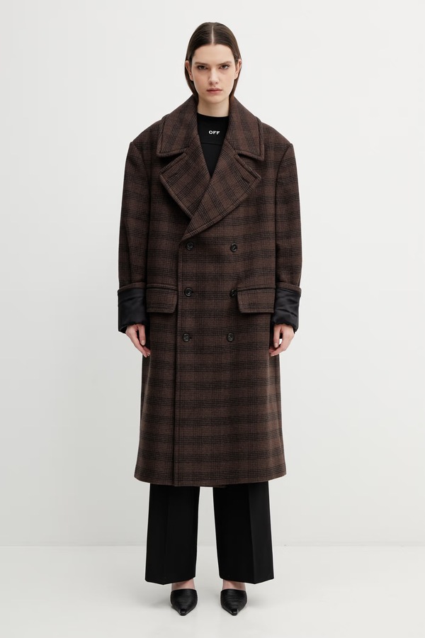 Пальто з додаванням вовни MM6 Maison Margiela колір коричневий