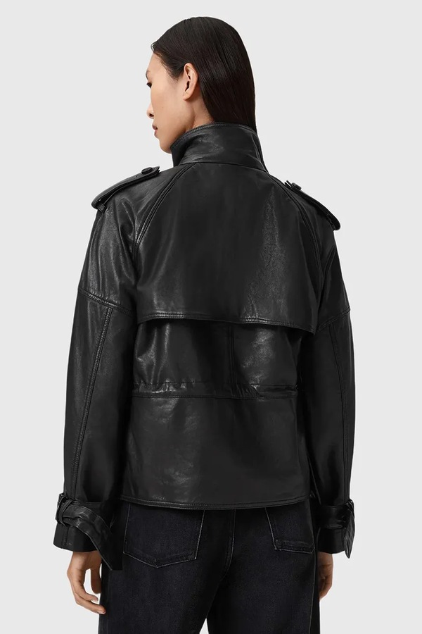 Шкіряна куртка AllSaints колір чорний