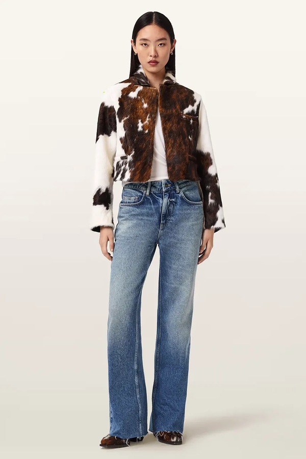 Коротка куртка жіноча шкіряна AllSaints APTON колір коричневий фото 2
